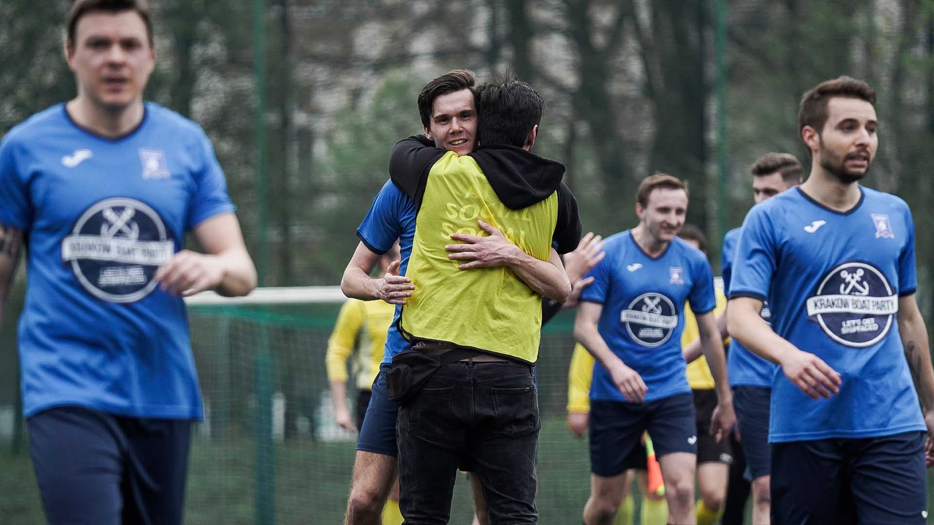 Krakow Dragoons FC celebrating a win after match